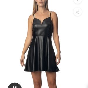 Faux Leather Skater Dress